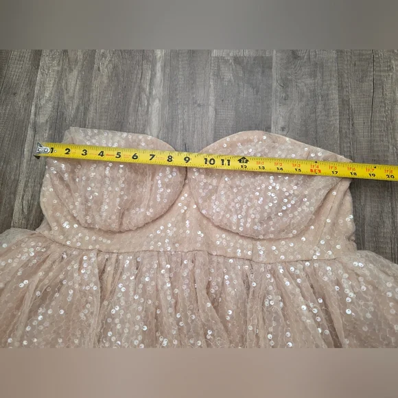 Nwt SELKIE CANDIED PARTY BLUE MOON SEQUIN PUFF DRESS xxl Cottage Fairycore - Picture 5 of 13